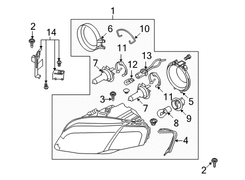 2008 Audi RS4 Headlamp Components Diagram 6