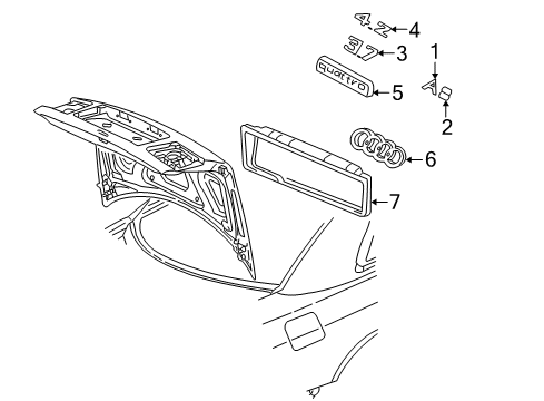 1998 Audi A8 Exterior Trim - Trunk Diagram