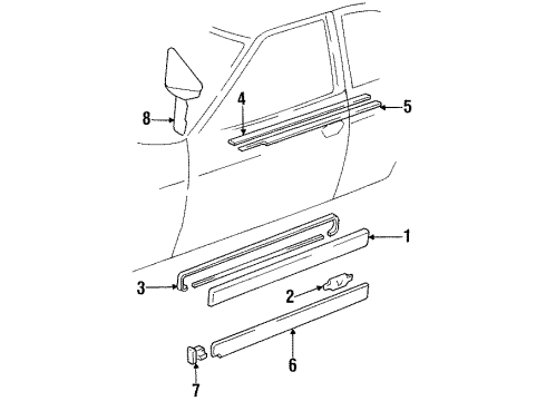 1994 Audi Cabriolet Exterior Trim - Door Diagram