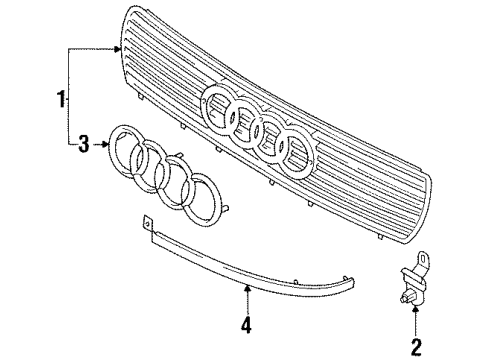 1994 Audi Cabriolet Grille & Components Diagram