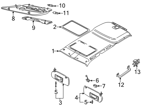 2000 Audi A8 Quattro Interior Trim - Roof Diagram