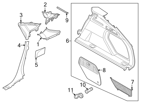 2023 Audi e-tron Sportback Upper Pillar Trim Diagram for 4K4-867-288-3FW