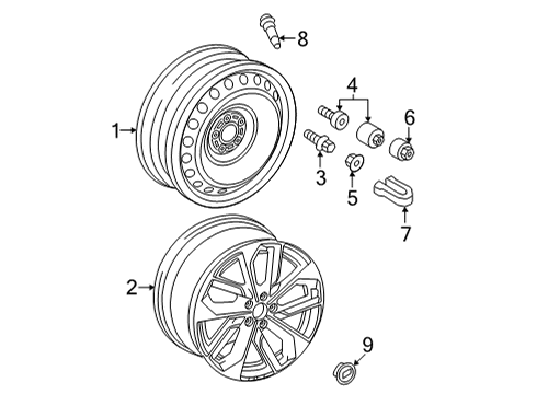 2022 Audi S3 Wheel Covers & Trim Diagram
