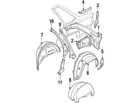 1990 Audi 200 Inner Components - Quarter Panel Diagram