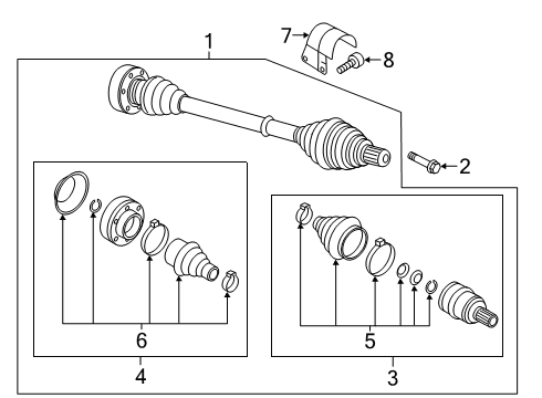 2015 Audi A3 Outer Joint Assembly Diagram for 1K0-498-099-MX