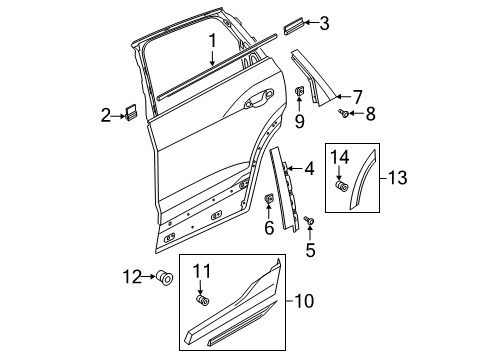 2019 Audi e-tron Quattro Exterior Trim - Rear Door Diagram
