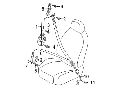 2023 Audi Q3 Front Seat Belts Diagram