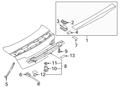 2014 Audi RS5 Spoiler Adjuster Diagram for 8J0-827-079-B