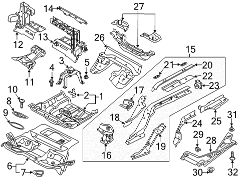 2024 Audi A5 Quattro Rear Floor & Rails Diagram 2