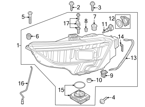 2022 Audi RS3 Headlamp Components Diagram