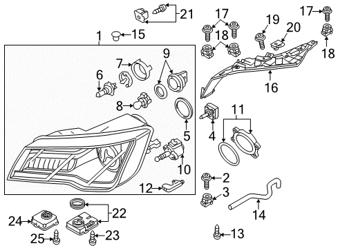 2013 Audi S7 Headlamp Components Diagram 3