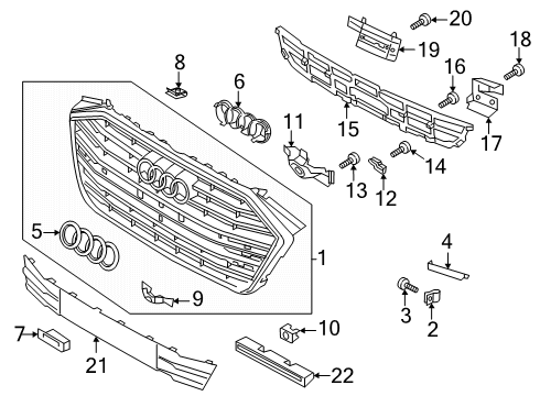 2021 Audi A8 Quattro Grille & Components Diagram 3