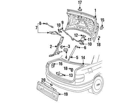 1994 Audi Cabriolet Exterior Trim - Trunk Diagram