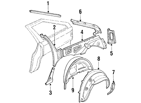 1990 Audi 200 Inner Components - Quarter Panel Diagram 2