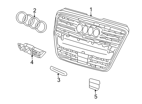 2007 Audi S8 Grille & Components Diagram