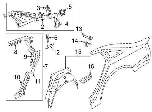 2020 Audi A4 Inner Structure - Quarter Panel Diagram