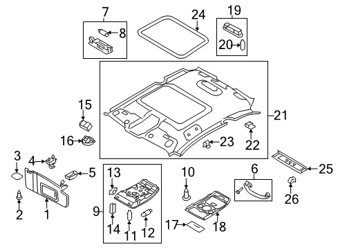 2009 Audi A4 Quattro Interior Trim - Roof Diagram