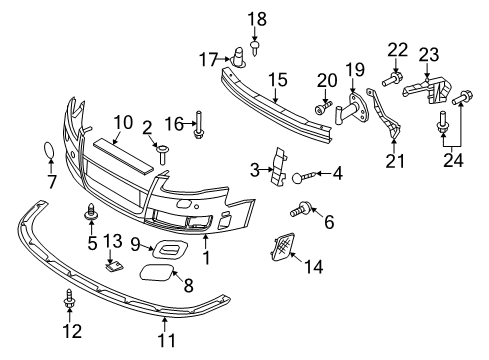 2008 Audi S4 Bumper Cover Pin Diagram for 8E0-805-121-B