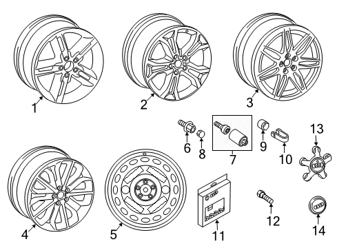 2012 Audi A6 Wheel Covers & Trim Diagram