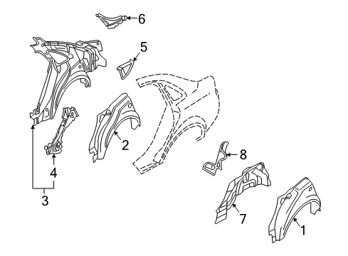 2004 Audi A4 Inner Structure - Quarter Panel Diagram