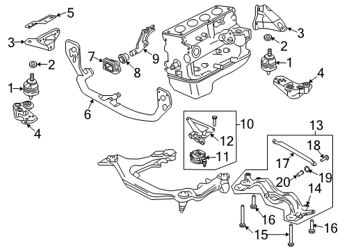 2002 Audi A4 Engine & Trans Mounting Diagram 2