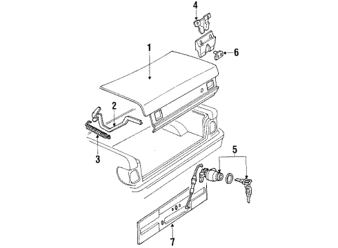 1989 Audi 100 Trunk Lid & Components Diagram
