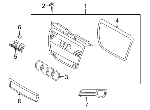 2009 Audi A3 Quattro Grille & Components Diagram