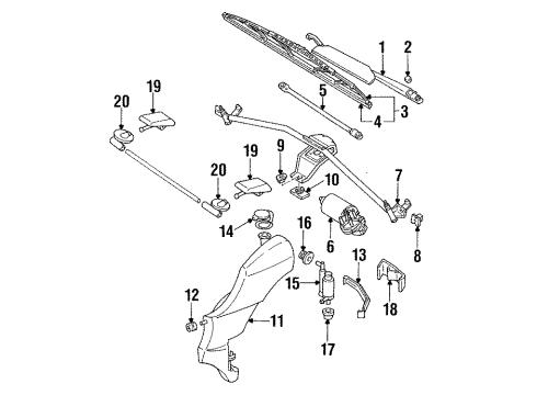 1994 Audi Cabriolet Wiper & Washer Components Diagram
