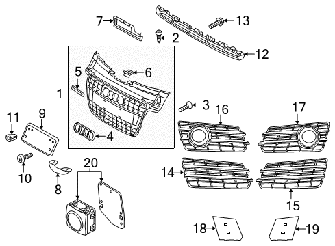 2014 Audi A7 Quattro Outer Grille Diagram for 4G8-807-682-C-9B9