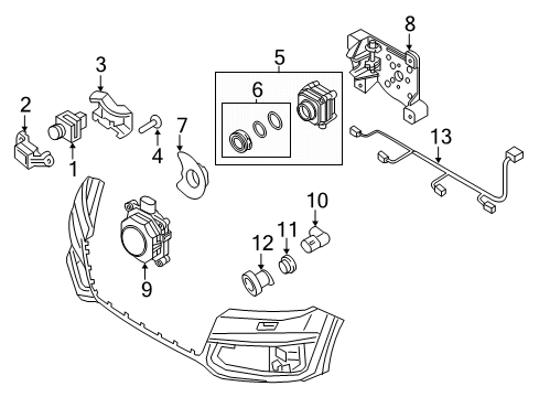 2018 Audi Q7 Electrical Components - Front Bumper Diagram