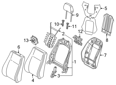 2024 Audi SQ5 Front Seat Components Diagram