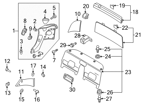 2008 Audi R8 Interior Trim - Quarter Panels Diagram