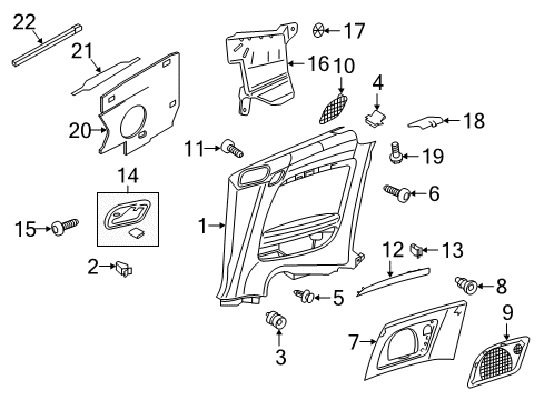 2012 Audi S5 Interior Trim - Quarter Panels Diagram