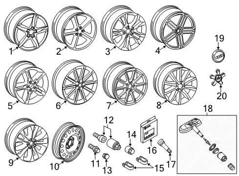 2012 Audi S4 Wheel Covers & Trim Diagram