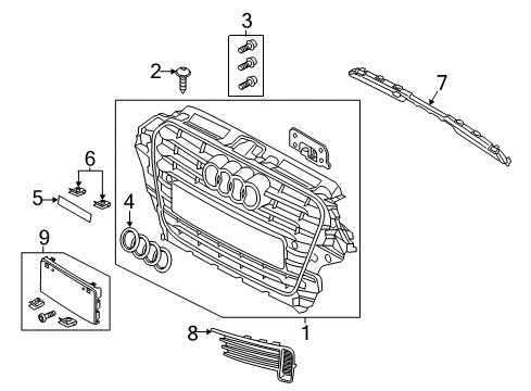 2015 Audi A3 Quattro Grille & Components Diagram 2