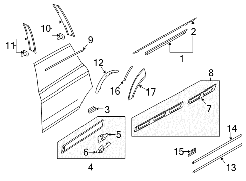 2012 Audi Q7 Exterior Trim - Rear Door Diagram
