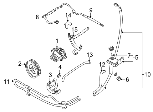 2000 Audi A4 P/S Pump & Hoses Diagram