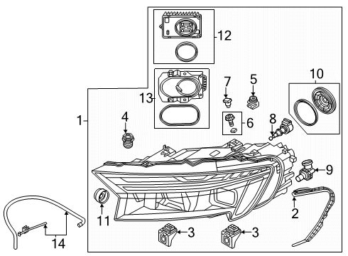 2025 Audi SQ7 Headlamp Components Diagram 2