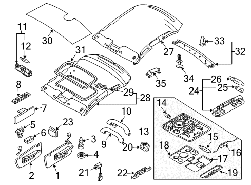 2008 Audi RS4 Interior Trim - Roof Diagram