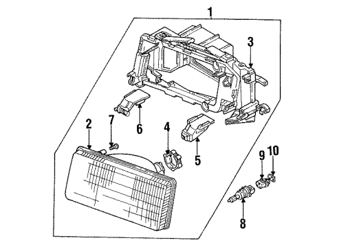 1991 Audi 90 Headlamp Components Diagram
