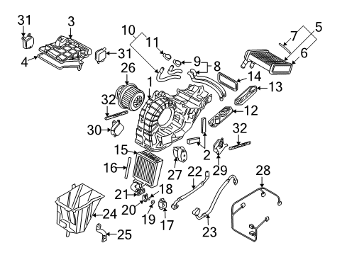 2008 Audi Q7 A/C Evaporator & Heater Components Diagram