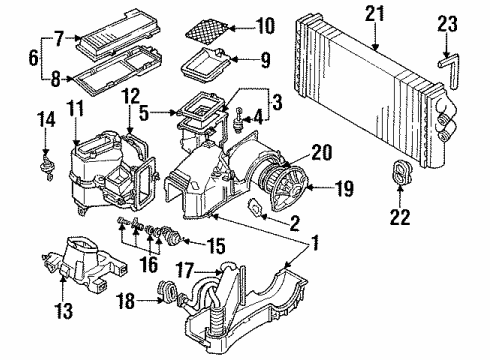 1995 Audi Cabriolet A/C Evaporator & Heater Components Diagram