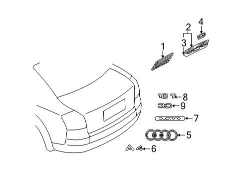 2003 Audi A4 Exterior Trim - Trunk Diagram