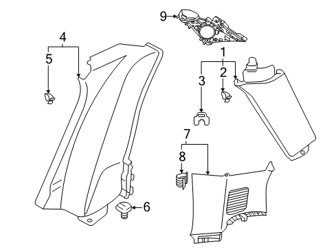2020 Audi Q3 Interior Trim - Quarter Panels Diagram