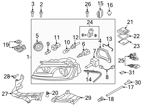 2011 Audi S5 Headlamp Components Diagram 4