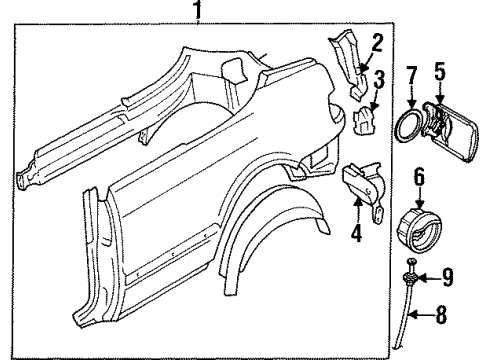 1995 Audi Cabriolet Quarter Panel & Components Diagram