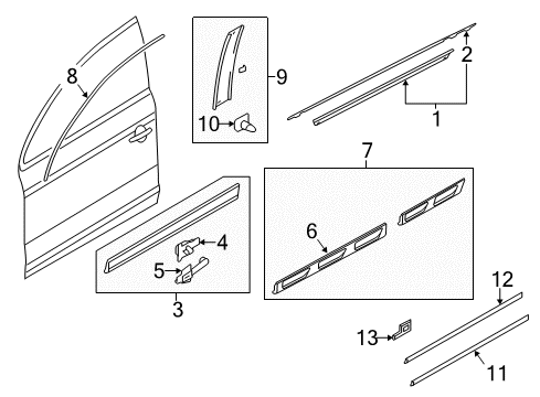 2012 Audi Q7 Exterior Trim - Front Door Diagram