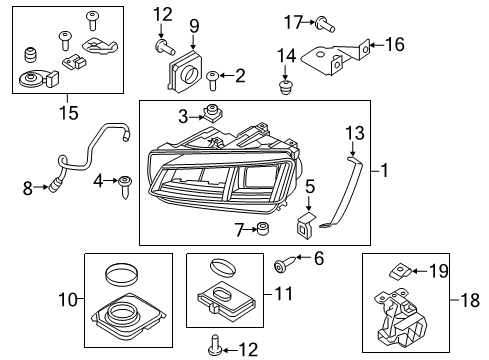 2017 Audi TTS Quattro Headlamp Components Diagram