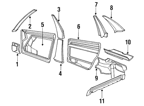 1991 Audi 200 Interior Trim Diagram