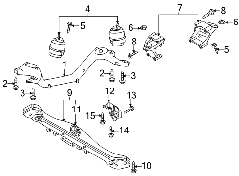 2015 Audi Q7 Engine & Trans Mounting Diagram